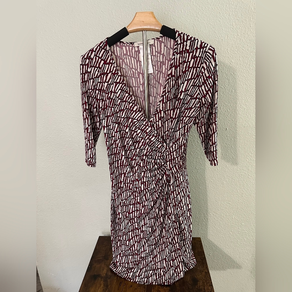 Laundry by Design Burgundy and White/Cream Midi Dress Size 8P